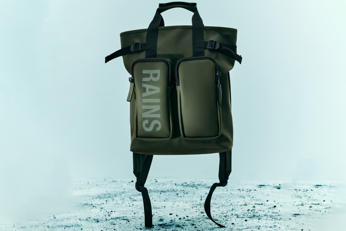 Green Waterproof roll-top backpack, Rains