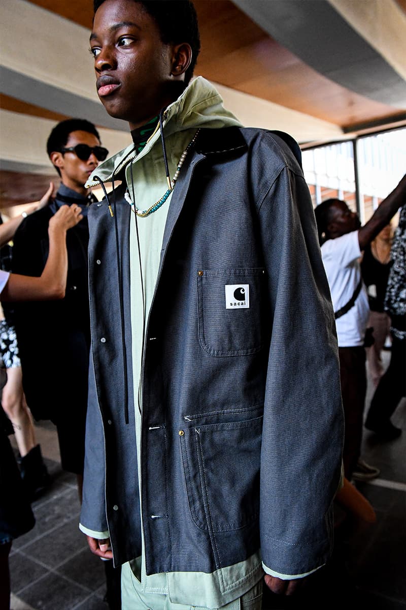 Carhartt WIP Collaborations Adorn sacai SS24 chitose abe carharrt streetstyle collaboration teyana taylor pleats mismatch technical hybridization japanese brand paris fashion week spring summer 2024