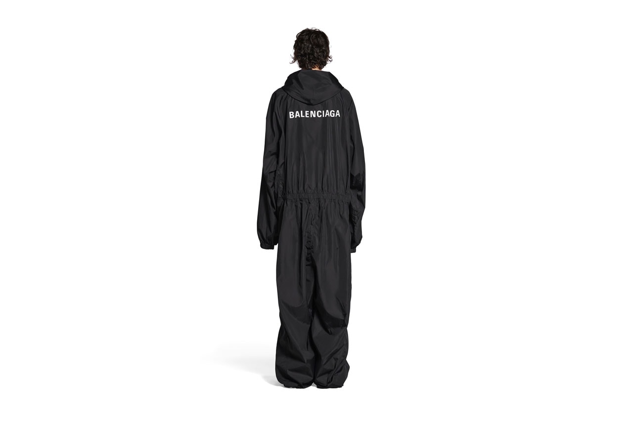 Balenciaga Oversized Nylon Overalls Webstore Price Launch Pockets Cinched Cuffs Pant Legs Photos Preview Ready to Wear
