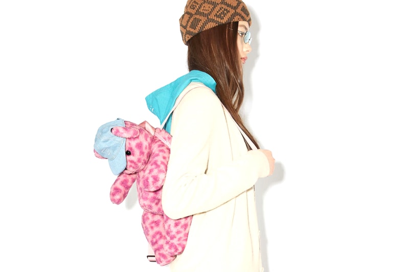 Acne Studios Fluffy Teddy Bear Backpack Pink Leopard Print Denim Cape Face Logo Diamanté Webbing Straps Accessories Release Info