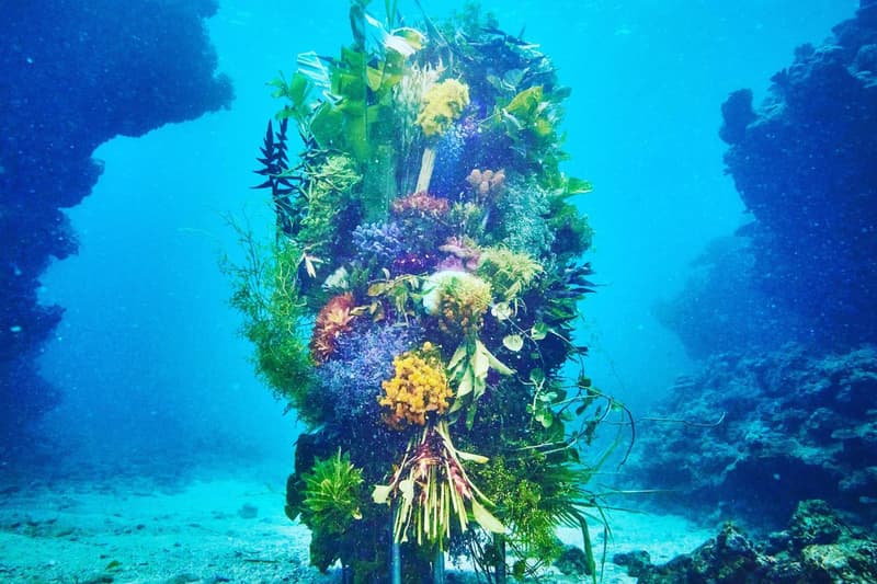 Azuma Makoto Submerges Floral Installation in Uncharted Ocean Waters in bloom artist creative flowers natural world coexist japanese sea nature natural world texture shape color vibrant display installation arrangement