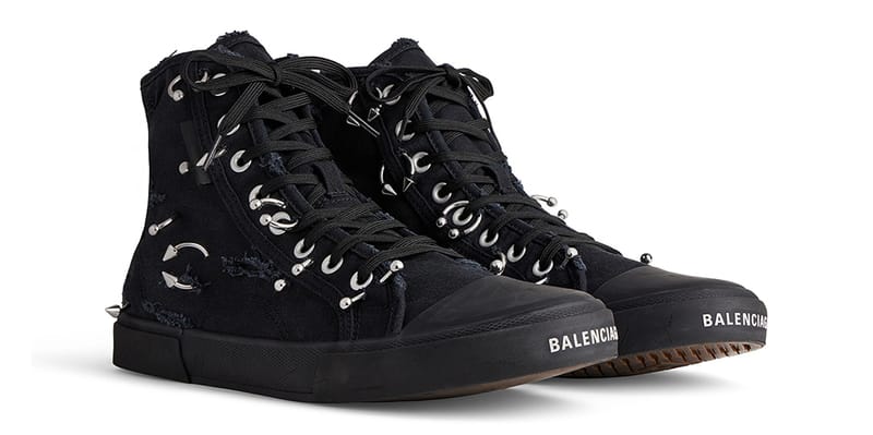 Balenciaga Mens Paris HighTop Distressed Canvas Sneakers  Bergdorf  Goodman
