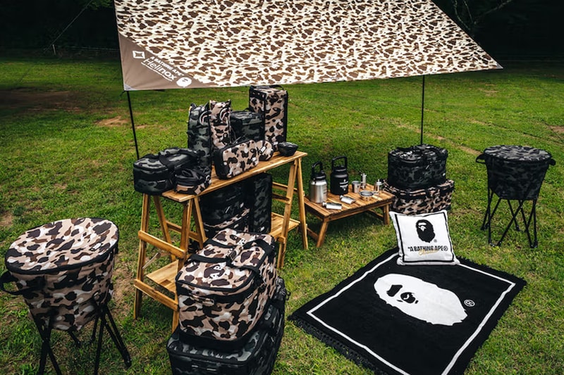 BAPE Goes Camping A Bathing Ape Unveils A Camping Ape outdoor equipment gear kitchenware stackable cups foldable lantern case tent tarp polyester cooler helinox pendleton jaguy japanese popup exhibition collection practical durable versatile