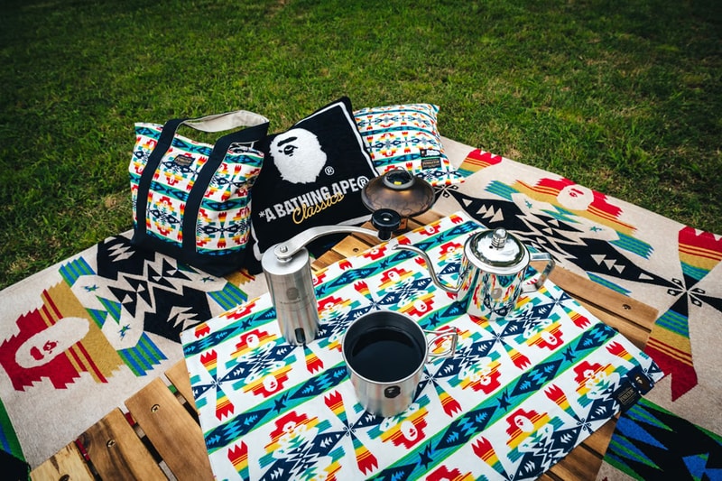 BAPE Goes Camping A Bathing Ape Unveils A Camping Ape outdoor equipment gear kitchenware stackable cups foldable lantern case tent tarp polyester cooler helinox pendleton jaguy japanese popup exhibition collection practical durable versatile