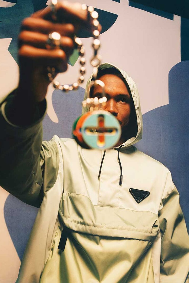 Frank Ocean Homer x Prada Anorak Pale Green Grey Justin Reed Consignment Rare Vintage Designer Collaborative Outerwear Jacket Nylon