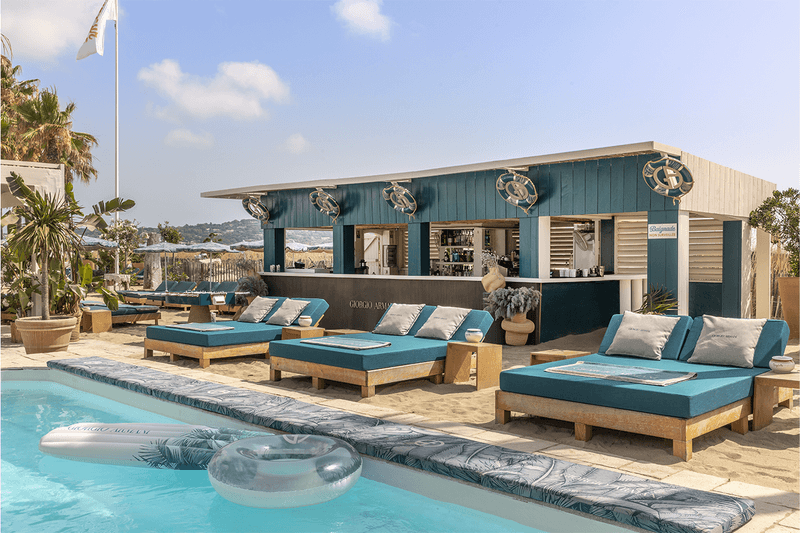 Giorgio Armani Bagatelle Saint Tropez restaurant beach club Mare Bellini Sbagliatto milan Emporio Armani Caffè