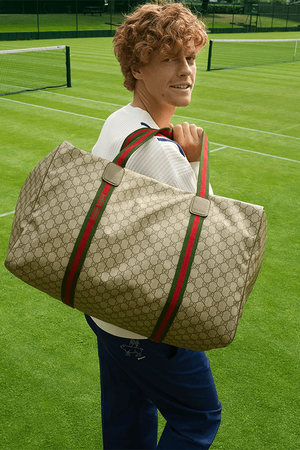 Jannik Sinner Wimbledon Gucci Deal custom duffle bag tennis championship uk