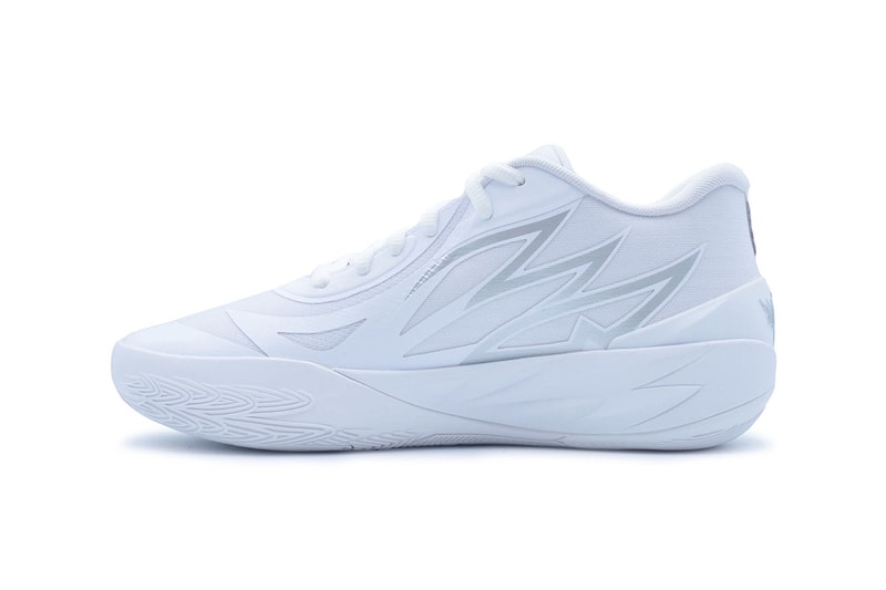 PUMA MB.02 Low Surfaces in "Triple White" 379419-01 release info puma white puma silver lamelo ball charlotte hornets nba basketball baller