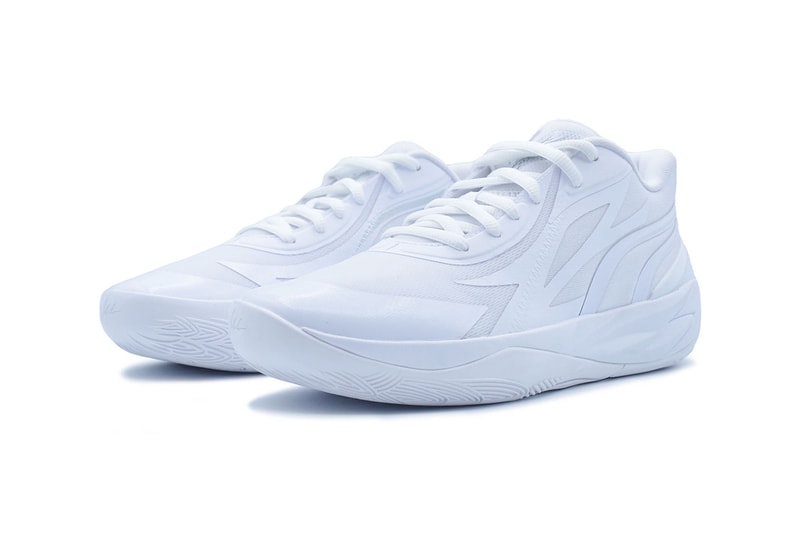 PUMA MB.02 Low Surfaces in "Triple White" 379419-01 release info puma white puma silver lamelo ball charlotte hornets nba basketball baller