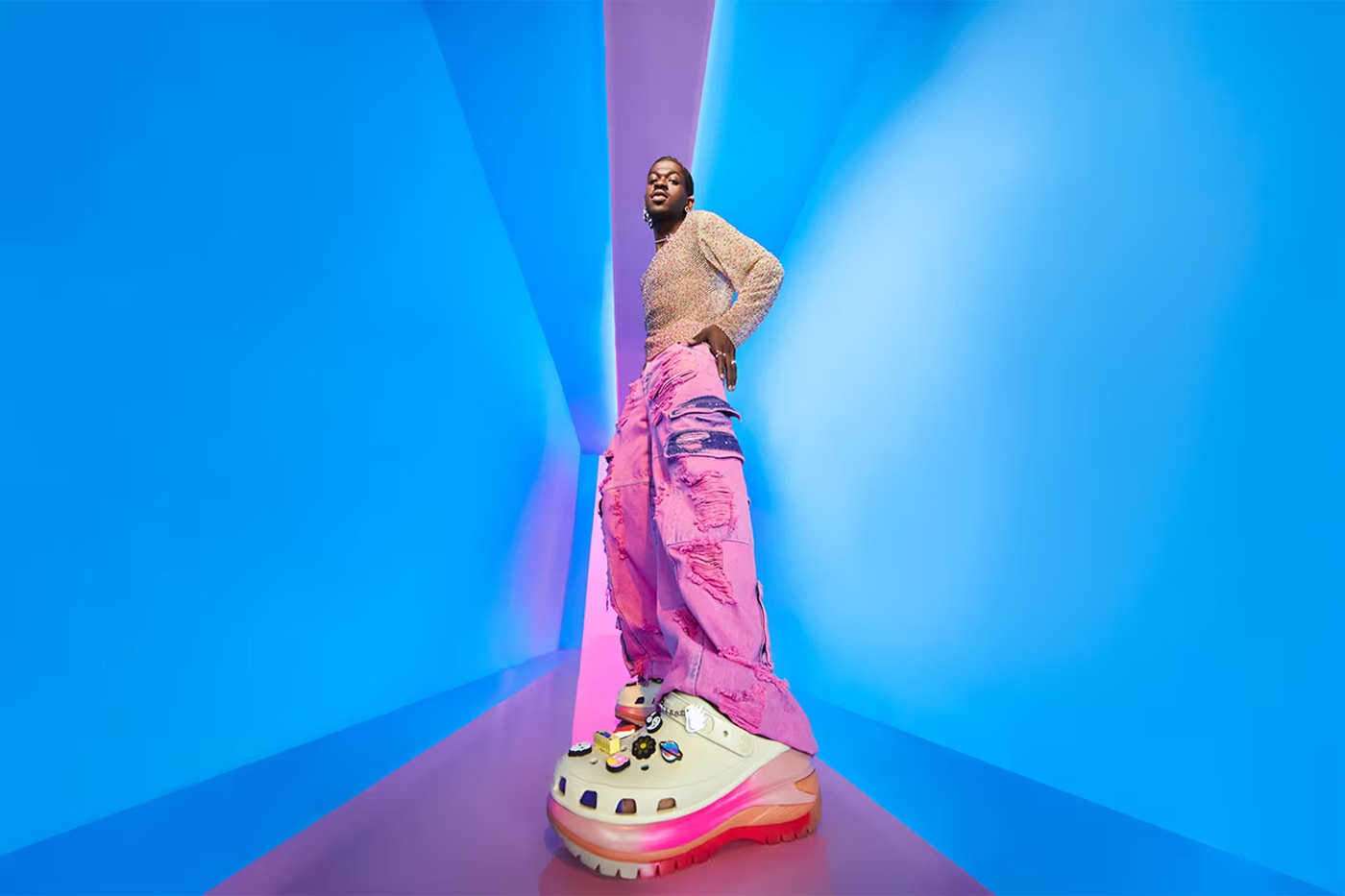 Lil Nas X Named Global Ambassador for Crocs Campaign heights campaign black hyper pink clogs dark cherry rapper
