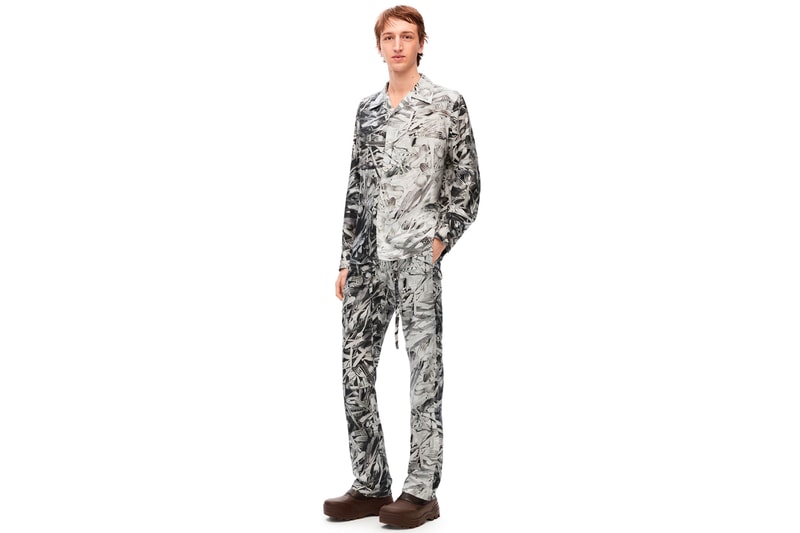 LOEWE Fourchettes Cutlery Silk Printed Pyjama Shirt Drawstring Trousers Jonathan Anderson 