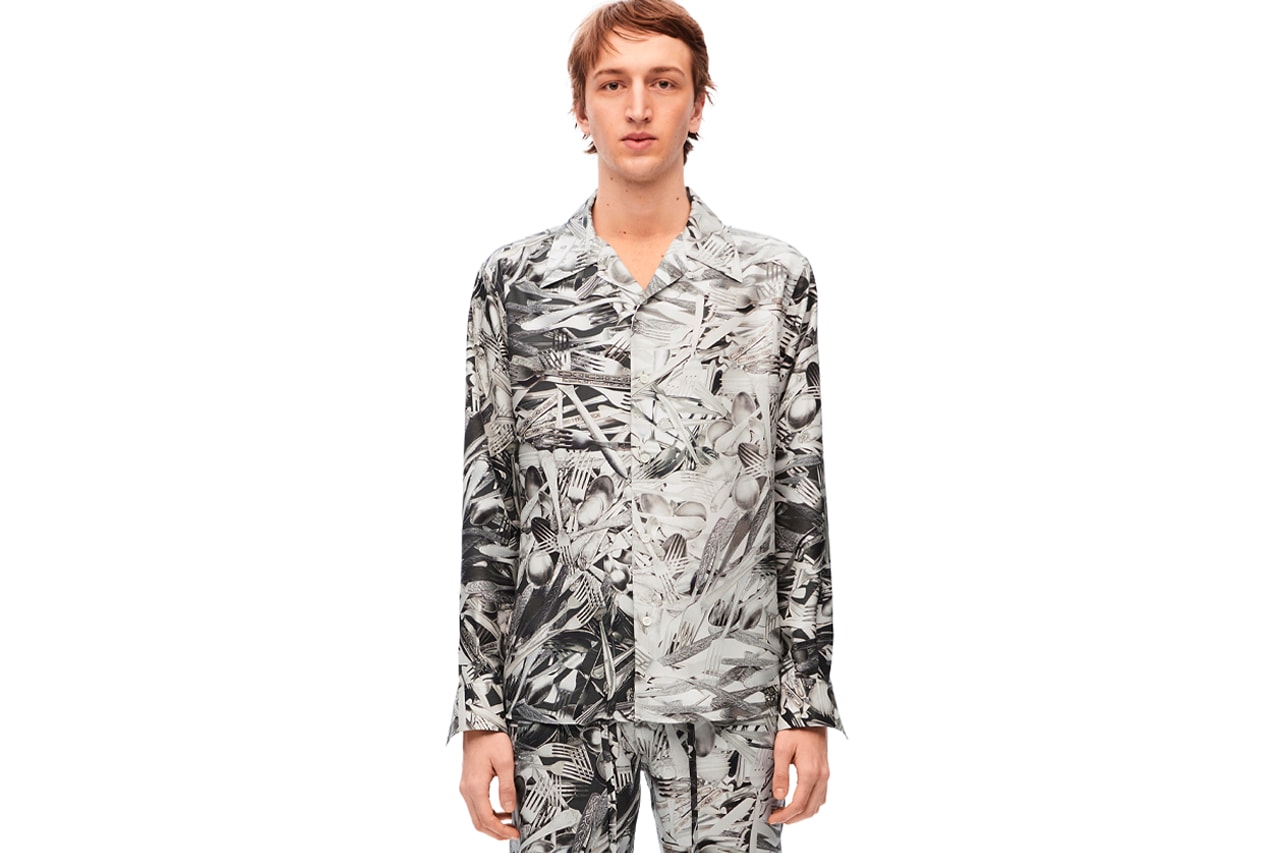 LOEWE Fourchettes Cutlery Silk Printed Pyjama Shirt Drawstring Trousers Jonathan Anderson 
