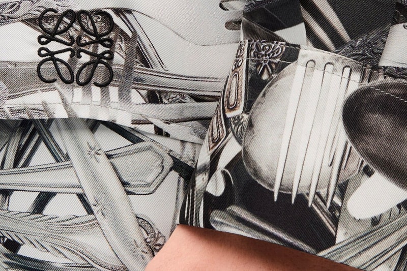 LOEWE Fourchettes Cutlery Silk Printed Pyjama Shirt Drawstring Trousers Jonathan Anderson 