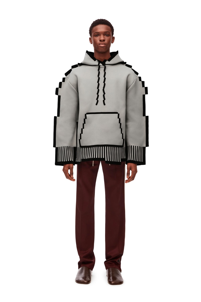 LOEWE Spring Summer 2023 SS24 Pixelated Collection Pixel Hoodie Monochrome Black Grey T-shirts