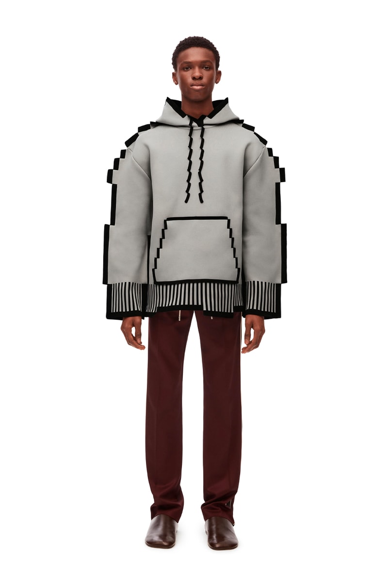 LOEWE Spring Summer 2023 SS24 Pixelated Collection Pixel Hoodie Monochrome Black Grey T-shirts