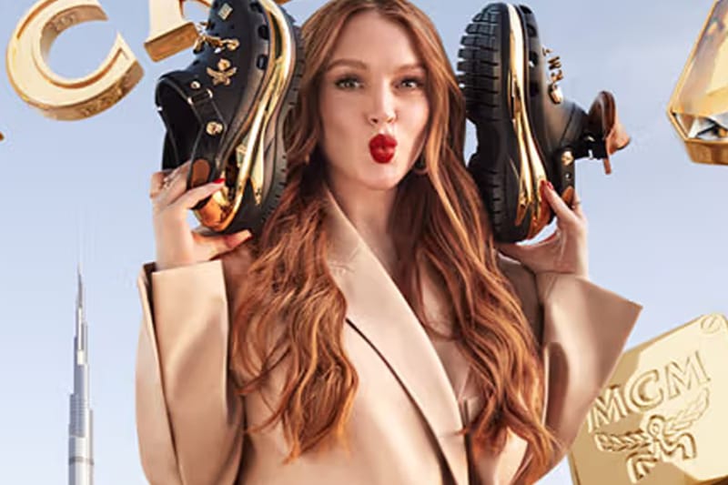 MCM and Crocs Meet Lindsay Lohan for Reflective Mega Crush Clogs