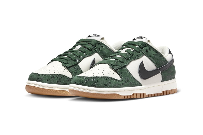 Official Look at the Nike Dunk Low "Green Snakeskin" FQ8893-397 low top swoosh skate shoes 
