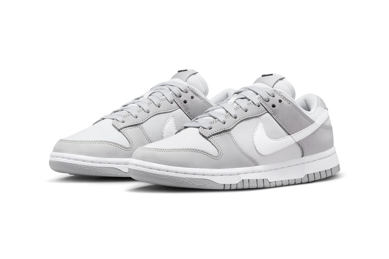 This Nike Dunk Low Features Mini Swoosh Details And A Wolf Grey