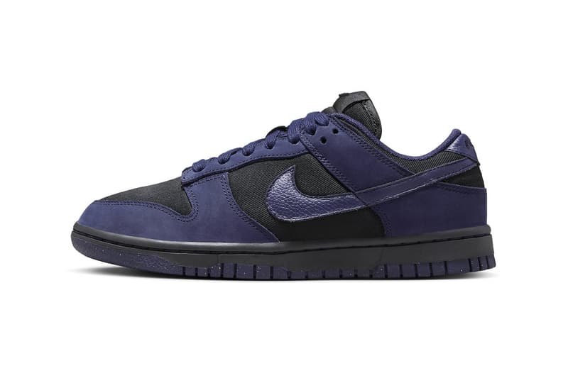 Official Look at the Nike Dunk Low in "Purple Ink" FB7720-001 womens canvas suede dark ominous speckled swoosh