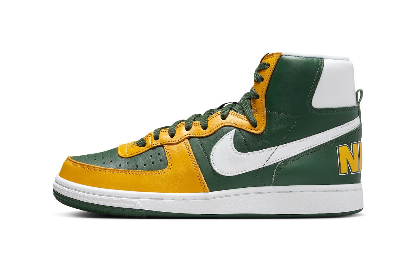 Nike Terminator High "Seattle Supersonics" Return Black Forest/White-Del Sol FN4442-300 green yellow high tops swoosh retro shoes