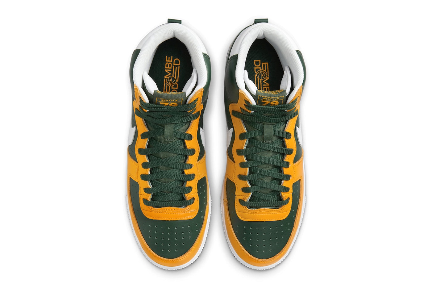 Nike Terminator High "Seattle Supersonics" Return Black Forest/White-Del Sol FN4442-300 green yellow high tops swoosh retro shoes