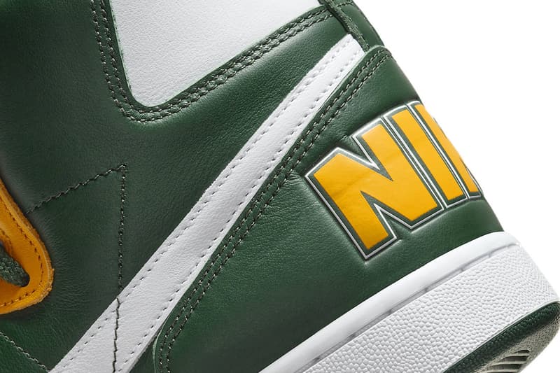 Nike Terminator High "Seattle Supersonics" Return Black Forest/White-Del Sol FN4442-300 green yellow high tops swoosh retro shoes