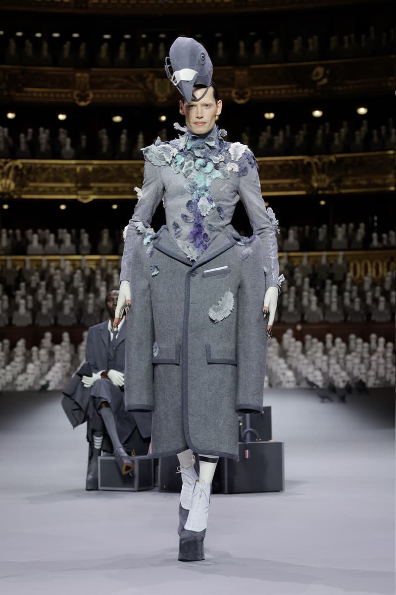 Thom Browne's FW23 Haute Couture Debut Brings the Theatrics to a Grey Palette fall/winter 2023 paris couture week uniformly grey opera garnier