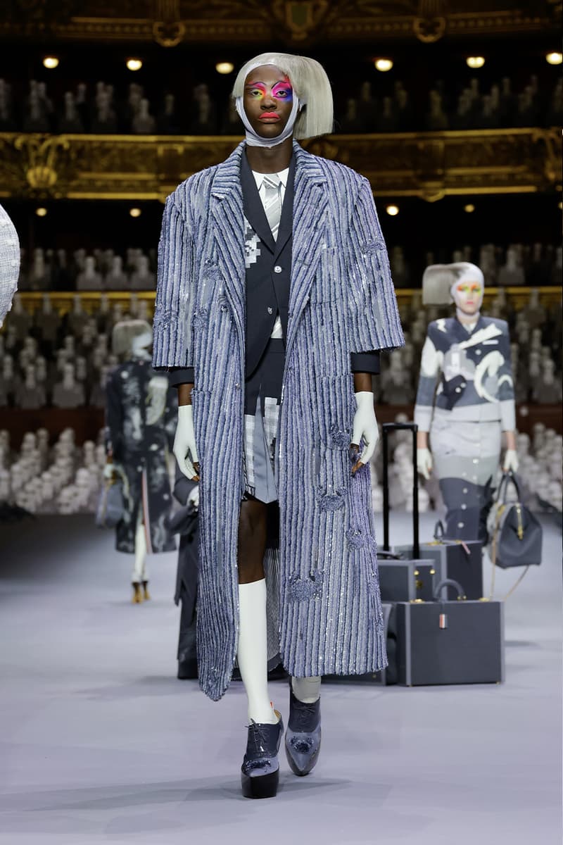 Thom Browne's FW23 Haute Couture Debut Brings the Theatrics to a Grey Palette fall/winter 2023 paris couture week uniformly grey opera garnier