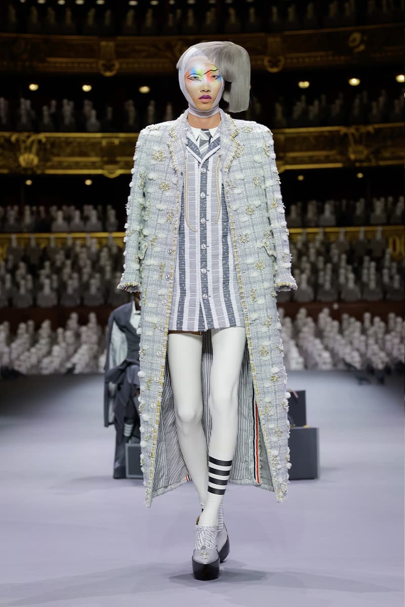 Thom Browne's FW23 Haute Couture Debut Brings the Theatrics to a Grey Palette fall/winter 2023 paris couture week uniformly grey opera garnier