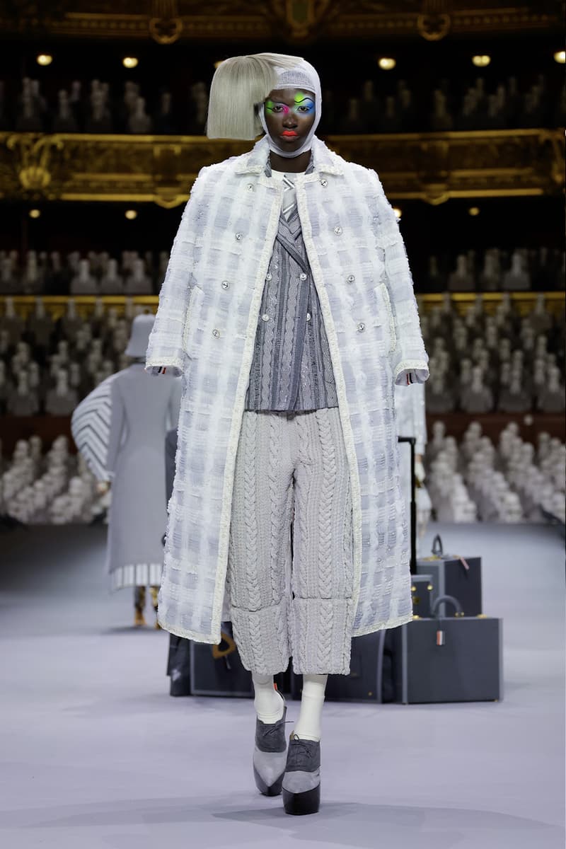 Thom Browne's FW23 Haute Couture Debut Brings the Theatrics to a Grey Palette fall/winter 2023 paris couture week uniformly grey opera garnier