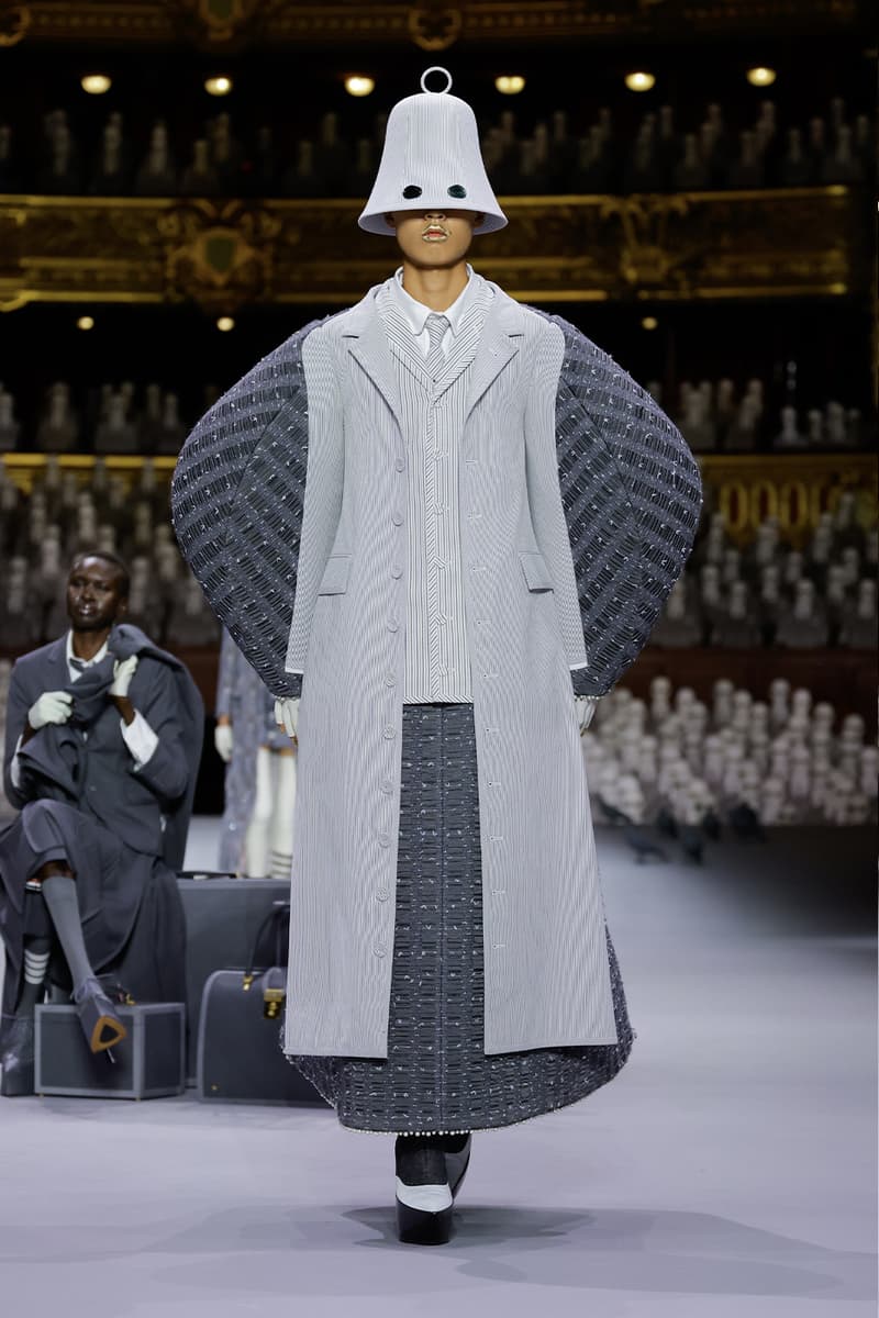 Thom Browne's FW23 Haute Couture Debut Brings the Theatrics to a Grey Palette fall/winter 2023 paris couture week uniformly grey opera garnier