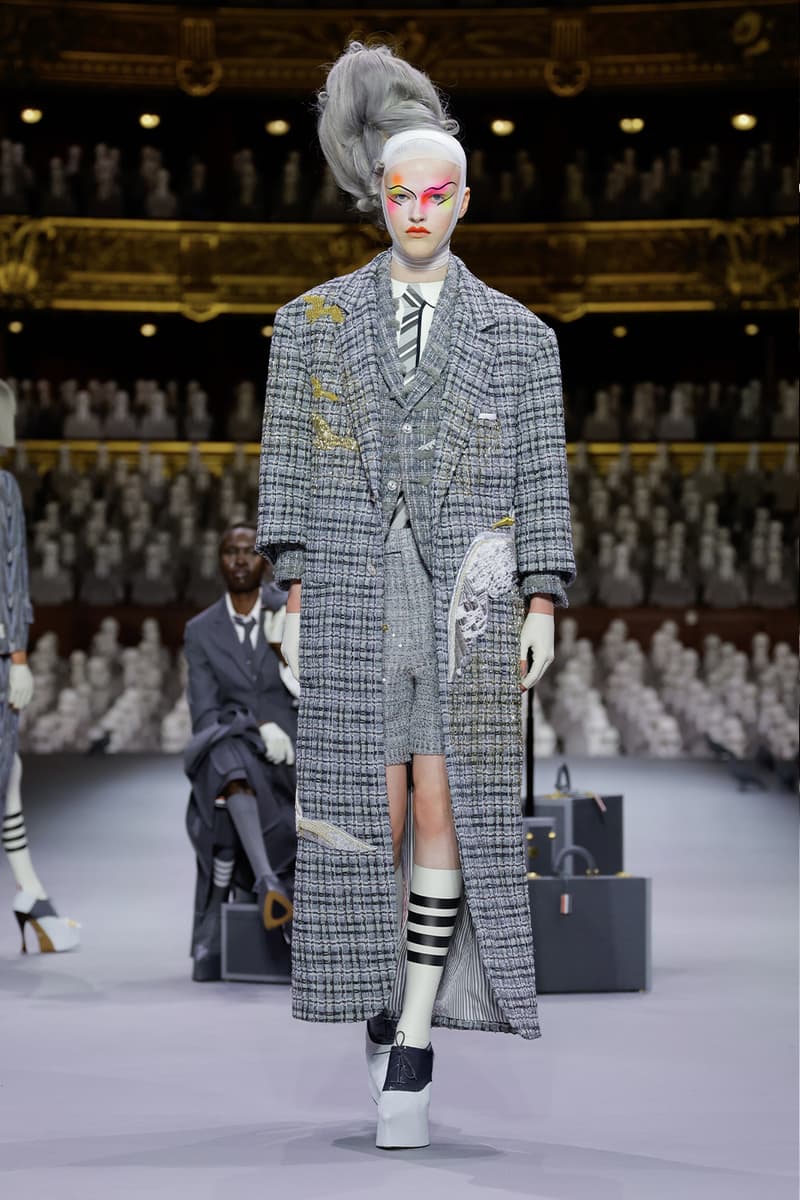 Thom Browne's FW23 Haute Couture Debut Brings the Theatrics to a Grey Palette fall/winter 2023 paris couture week uniformly grey opera garnier