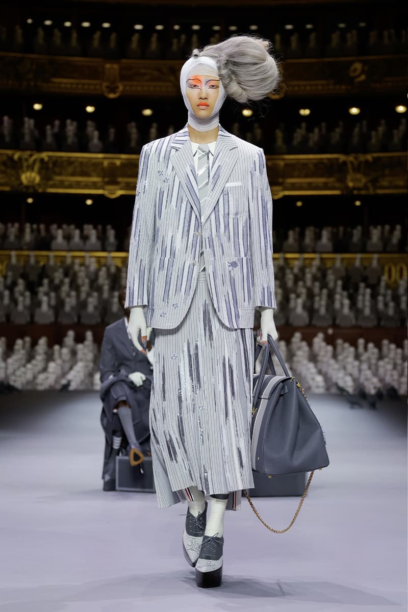 Thom Browne's FW23 Haute Couture Debut Brings the Theatrics to a Grey Palette fall/winter 2023 paris couture week uniformly grey opera garnier