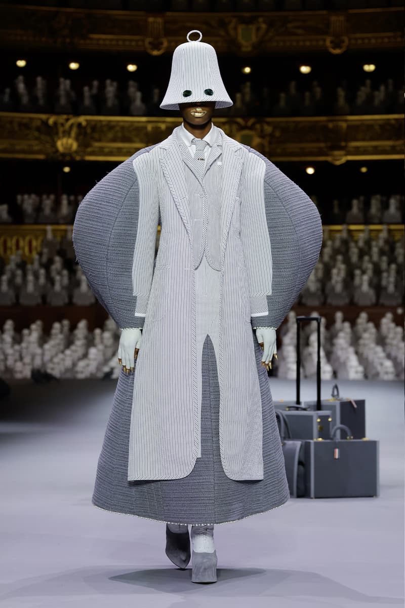 Thom Browne's FW23 Haute Couture Debut Brings the Theatrics to a Grey Palette fall/winter 2023 paris couture week uniformly grey opera garnier