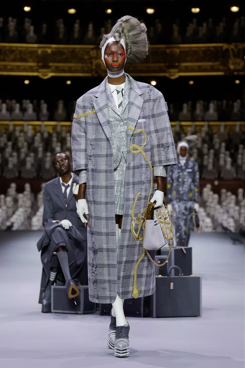 Thom Browne's FW23 Haute Couture Debut Brings the Theatrics to a Grey Palette fall/winter 2023 paris couture week uniformly grey opera garnier