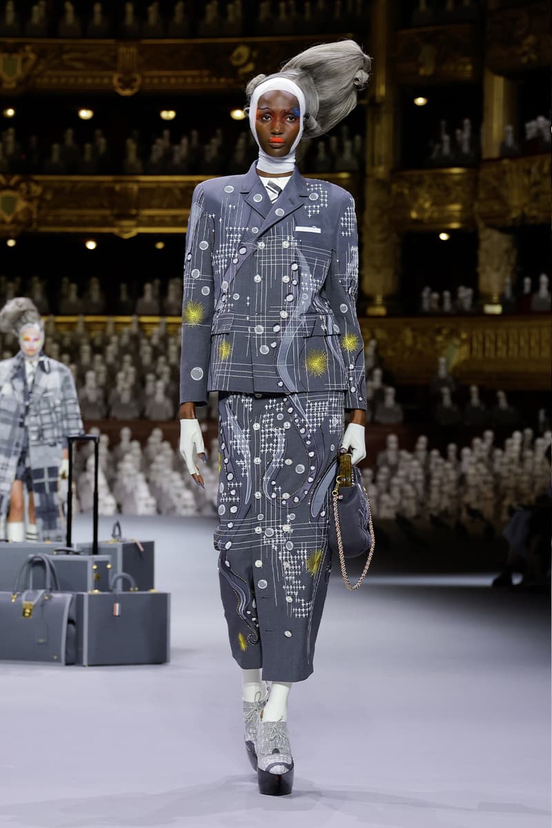 Thom Browne's FW23 Haute Couture Debut Brings the Theatrics to a Grey Palette fall/winter 2023 paris couture week uniformly grey opera garnier