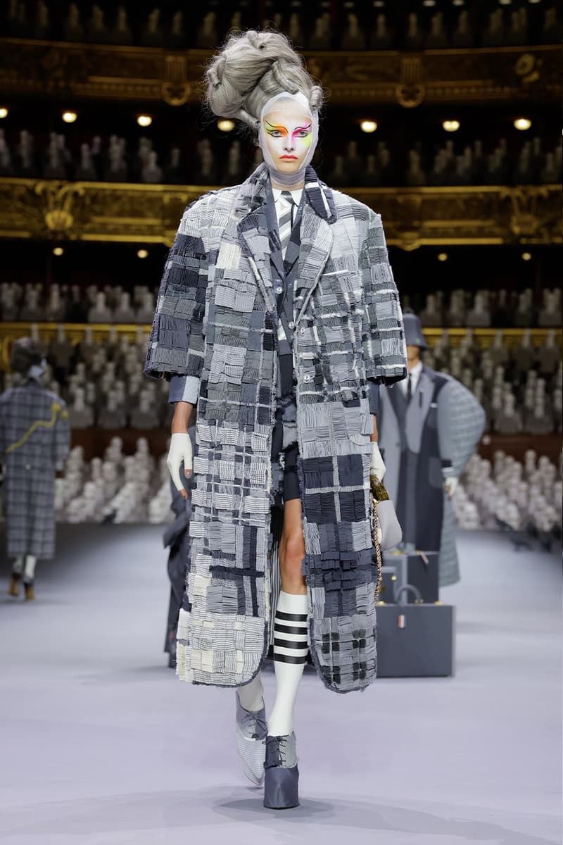 Thom Browne's FW23 Haute Couture Debut Brings the Theatrics to a Grey Palette fall/winter 2023 paris couture week uniformly grey opera garnier