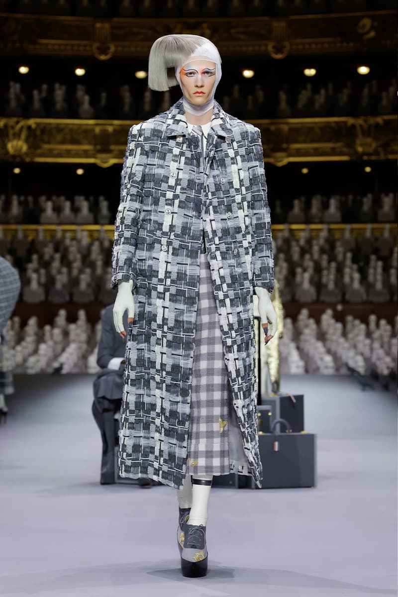 Thom Browne's FW23 Haute Couture Debut Brings the Theatrics to a Grey Palette fall/winter 2023 paris couture week uniformly grey opera garnier