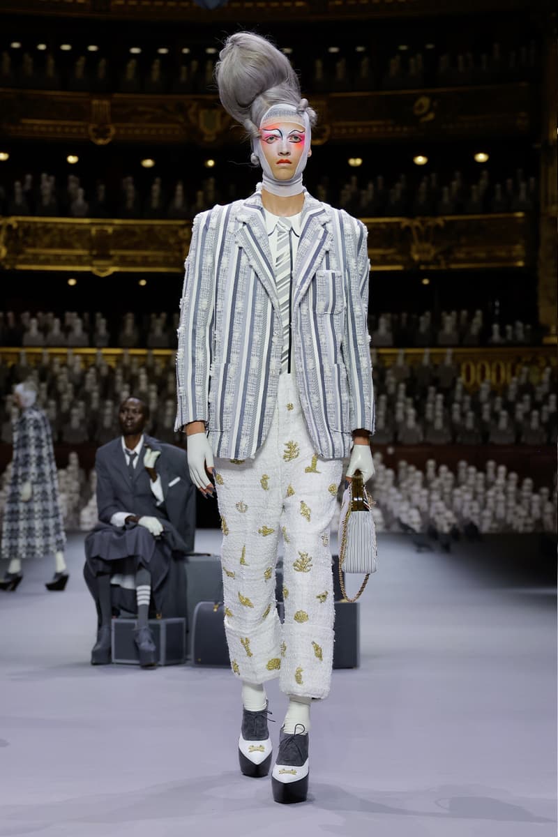 Thom Browne's FW23 Haute Couture Debut Brings the Theatrics to a Grey Palette fall/winter 2023 paris couture week uniformly grey opera garnier