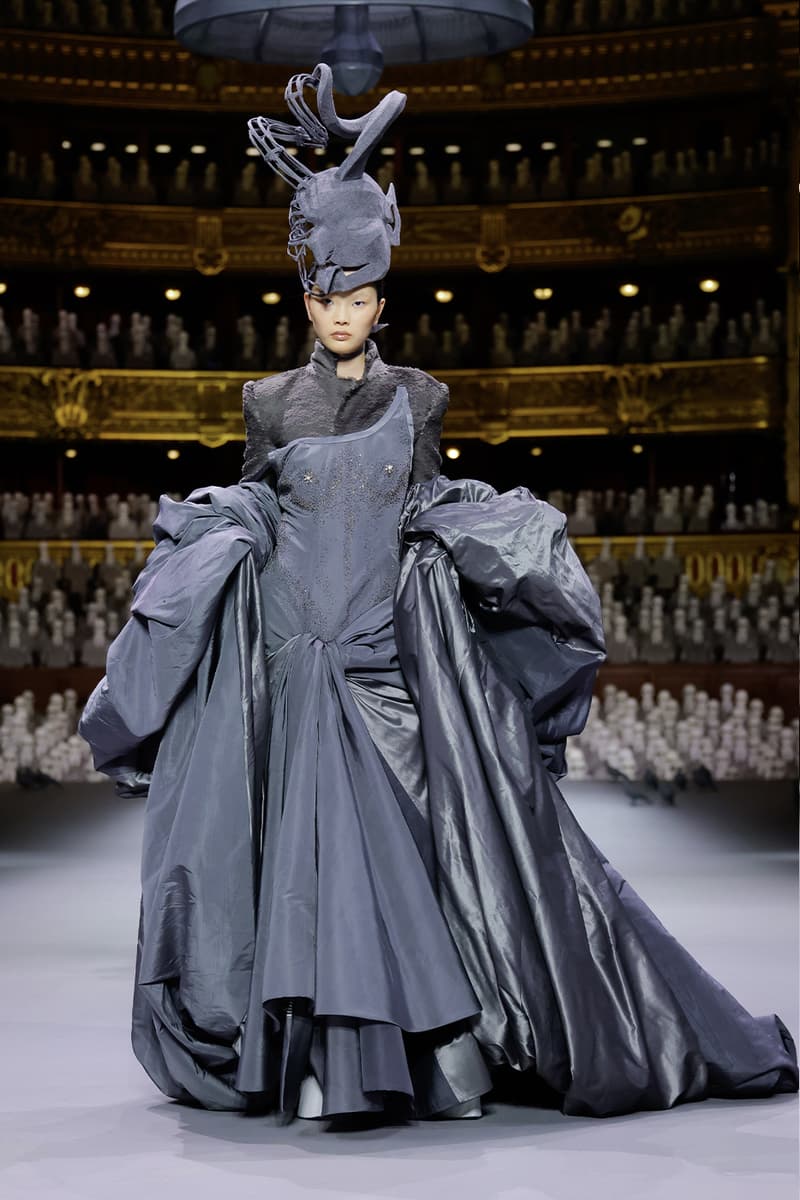 Thom Browne's FW23 Haute Couture Debut Brings the Theatrics to a Grey Palette fall/winter 2023 paris couture week uniformly grey opera garnier