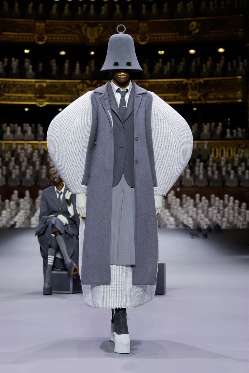 Thom Browne's FW23 Haute Couture Debut Brings the Theatrics to a Grey Palette fall/winter 2023 paris couture week uniformly grey opera garnier