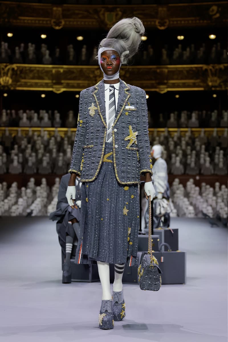 Thom Browne's FW23 Haute Couture Debut Brings the Theatrics to a Grey Palette fall/winter 2023 paris couture week uniformly grey opera garnier