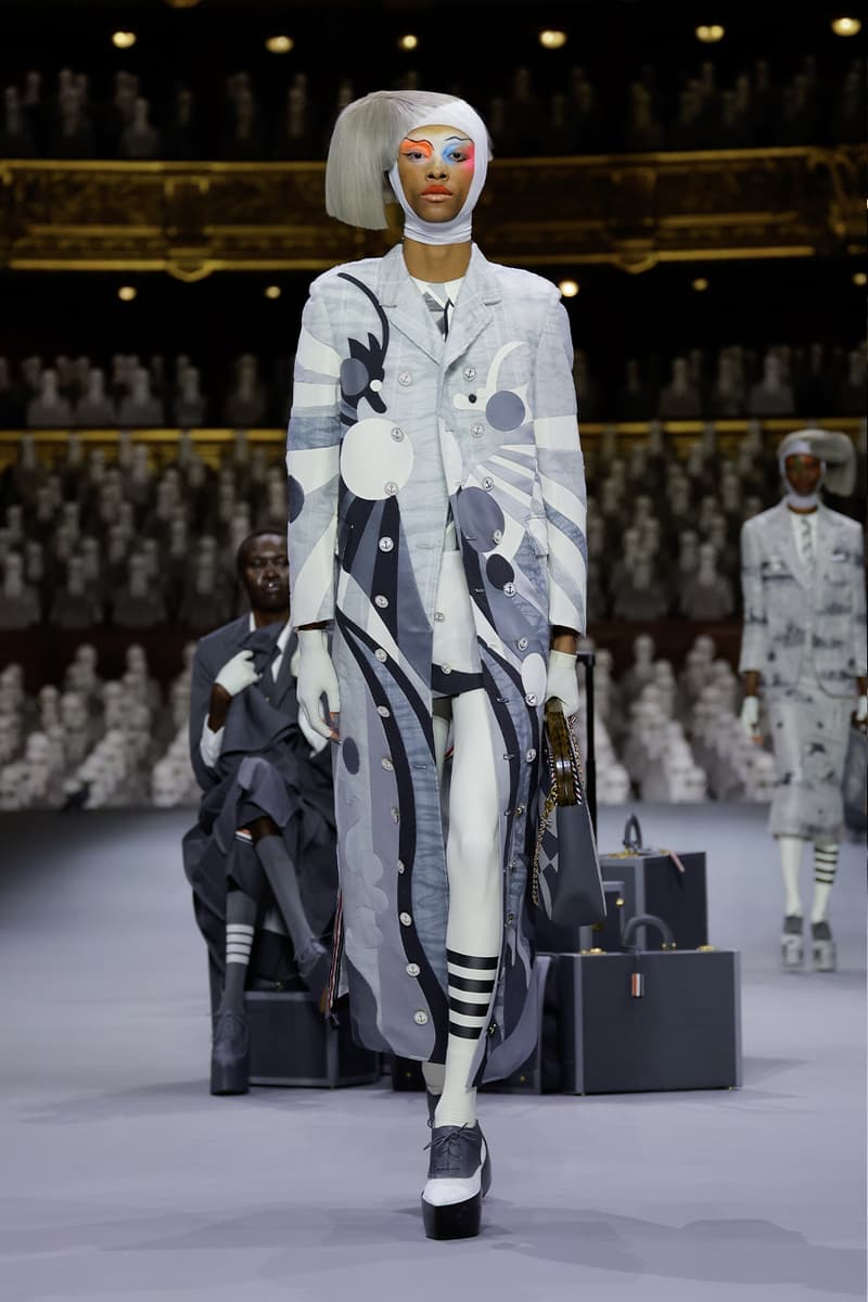 Thom Browne's FW23 Haute Couture Debut Brings the Theatrics to a Grey Palette fall/winter 2023 paris couture week uniformly grey opera garnier