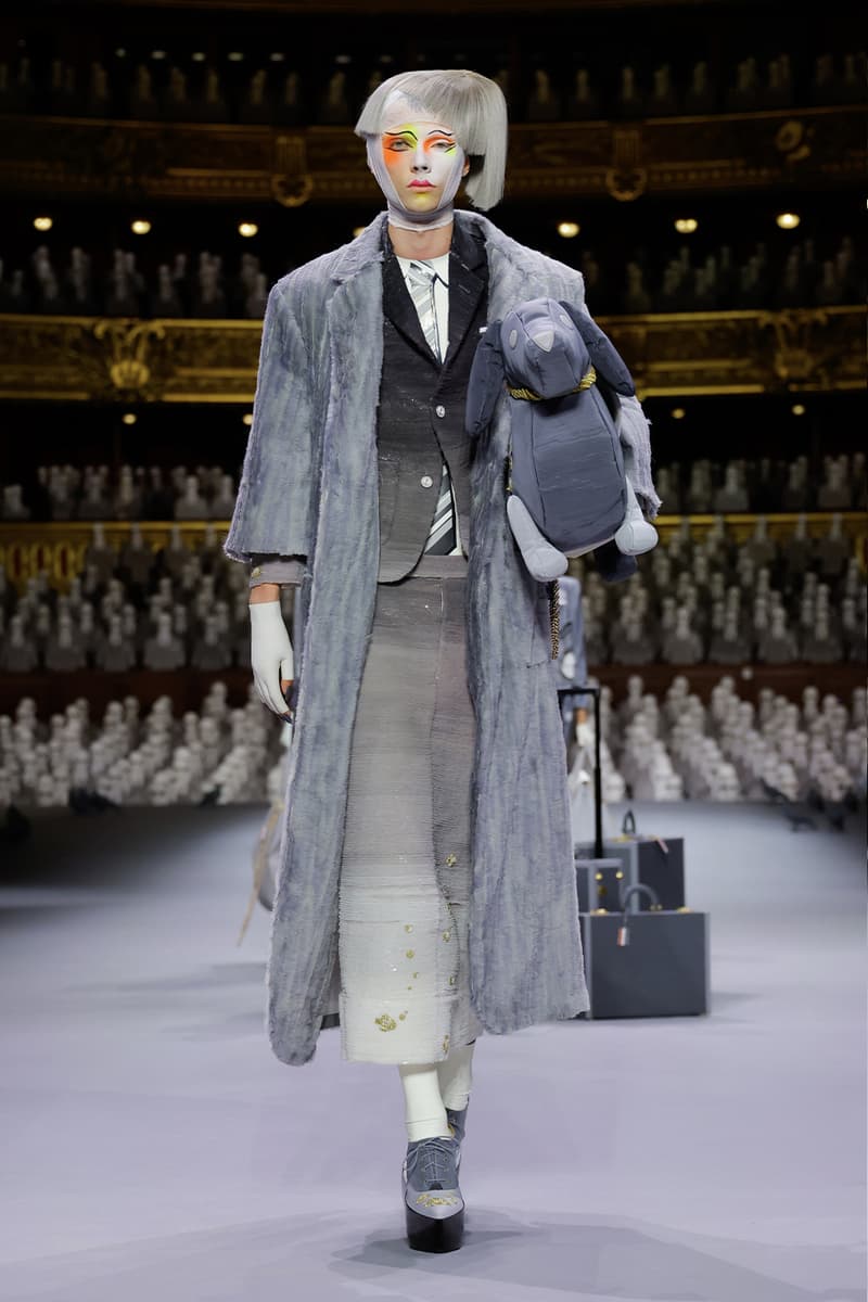 Thom Browne's FW23 Haute Couture Debut Brings the Theatrics to a Grey Palette fall/winter 2023 paris couture week uniformly grey opera garnier