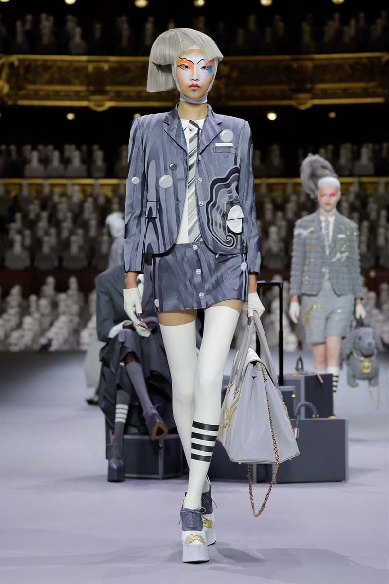 Thom Browne's FW23 Haute Couture Debut Brings the Theatrics to a Grey Palette fall/winter 2023 paris couture week uniformly grey opera garnier