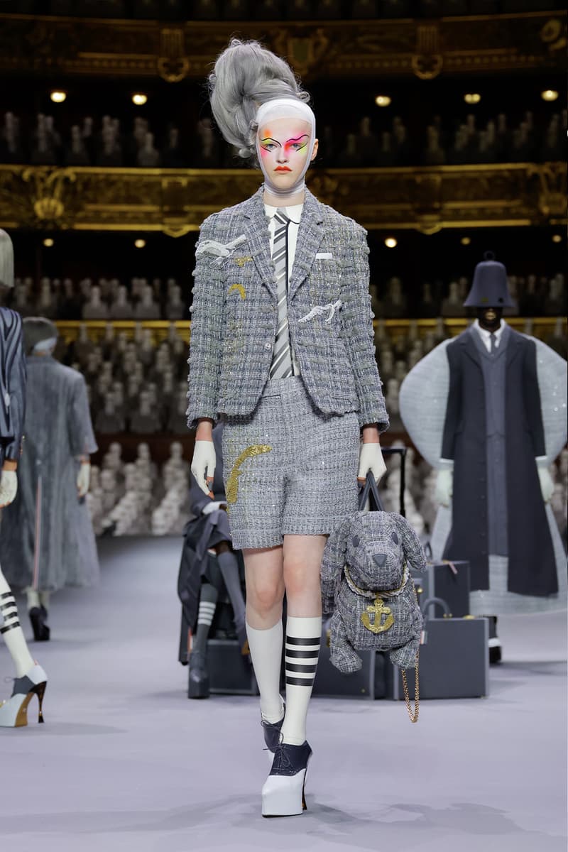 Thom Browne's FW23 Haute Couture Debut Brings the Theatrics to a Grey Palette fall/winter 2023 paris couture week uniformly grey opera garnier