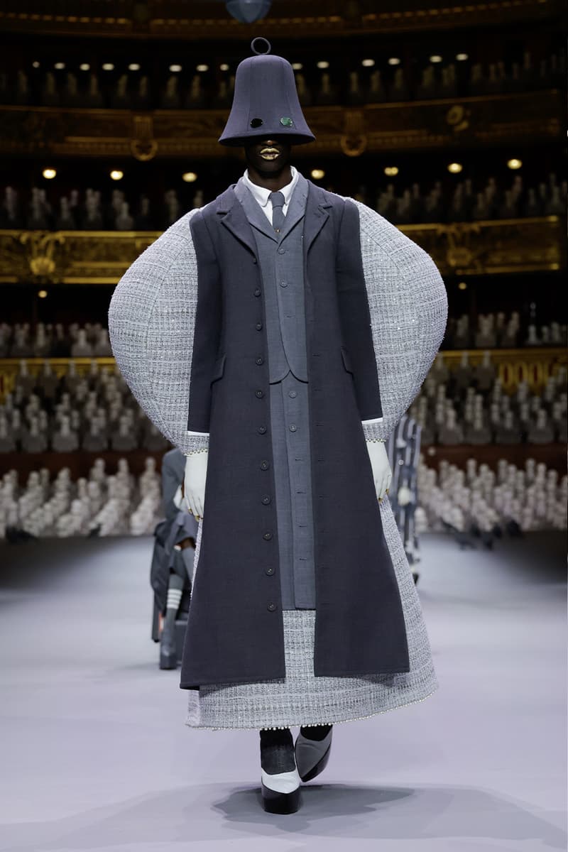 Thom Browne's FW23 Haute Couture Debut Brings the Theatrics to a Grey Palette fall/winter 2023 paris couture week uniformly grey opera garnier