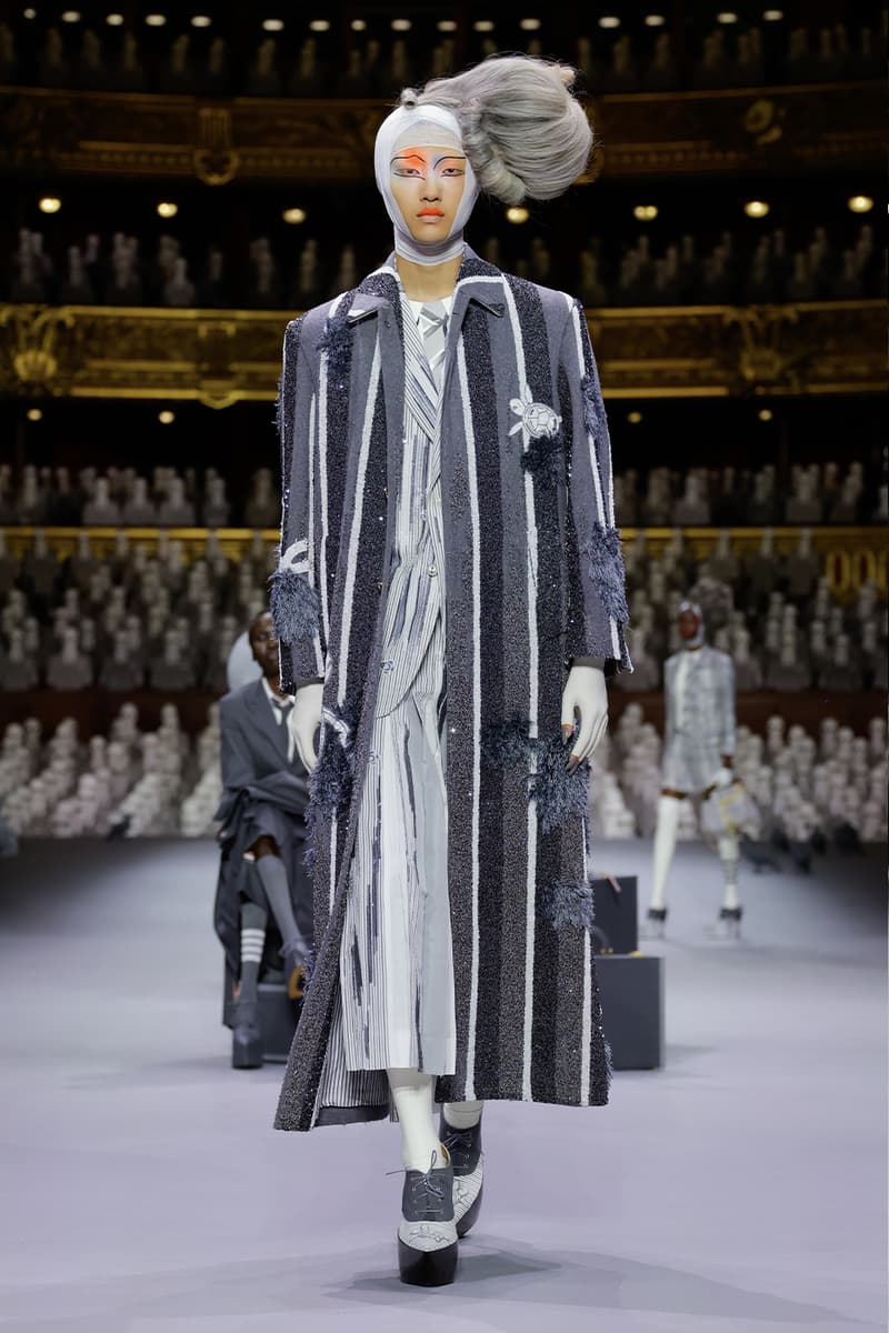 Thom Browne's FW23 Haute Couture Debut Brings the Theatrics to a Grey Palette fall/winter 2023 paris couture week uniformly grey opera garnier