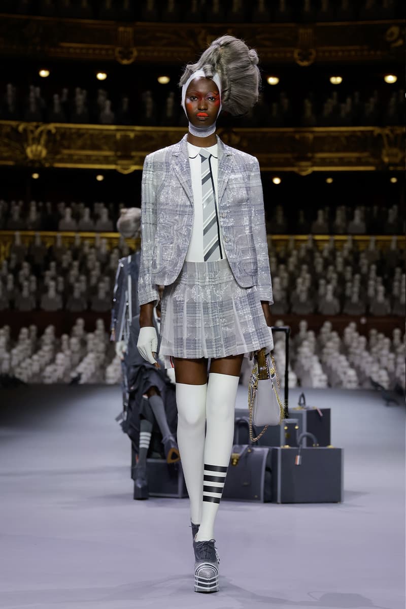 Thom Browne's FW23 Haute Couture Debut Brings the Theatrics to a Grey Palette fall/winter 2023 paris couture week uniformly grey opera garnier