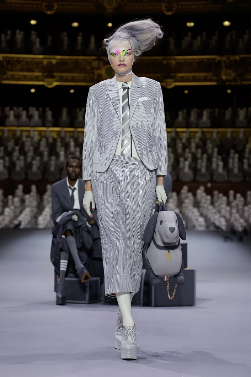 Thom Browne's FW23 Haute Couture Debut Brings the Theatrics to a Grey Palette fall/winter 2023 paris couture week uniformly grey opera garnier